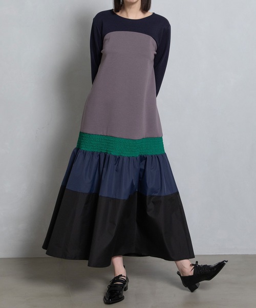 MARECHAL TERRE ワンピース レーススカート ボーダーシャツ