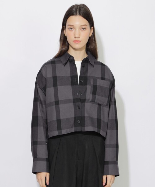 ブラウス シャツ クレストブリッジチェッククロップドシャツジャケット レディース