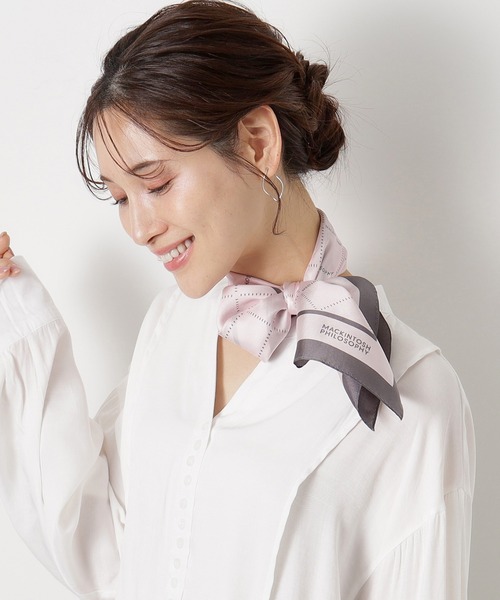 バンダナ/スカーフ MASU "FUR PRINT SILK SCARF" - WHITE MACKINTOSH PHILOSOPHY（マッキントッシュフィロソフィー） スカーフ