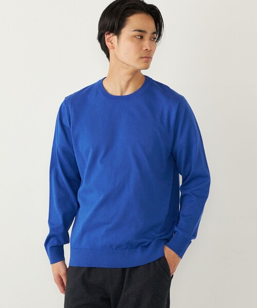 未使用級 ソージュ ロングスリーブニットソー クルーネック ネイビー L 未使用級 ソージュ ロングスリーブニットソー クルーネック