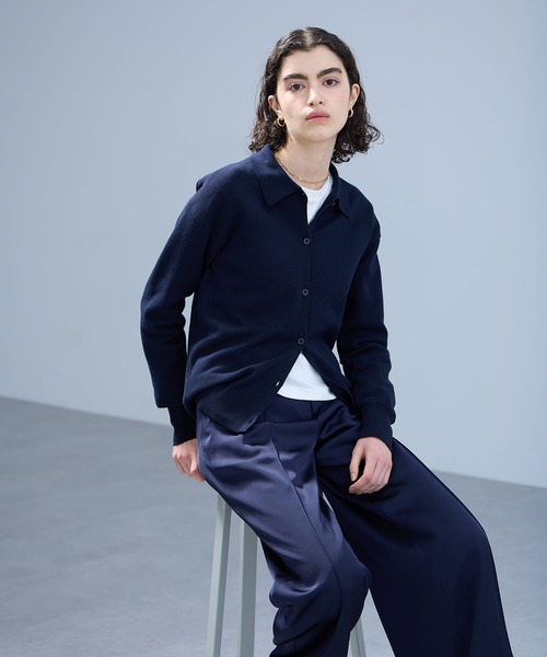 N.O.R.C ニット セーター スウェットライクニットポロカーディガン