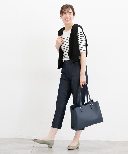 MARONENONTEE ネイビースカラップトートバッグ Honeys（ハニーズ） トートバッグ スカラップA4トート レディース