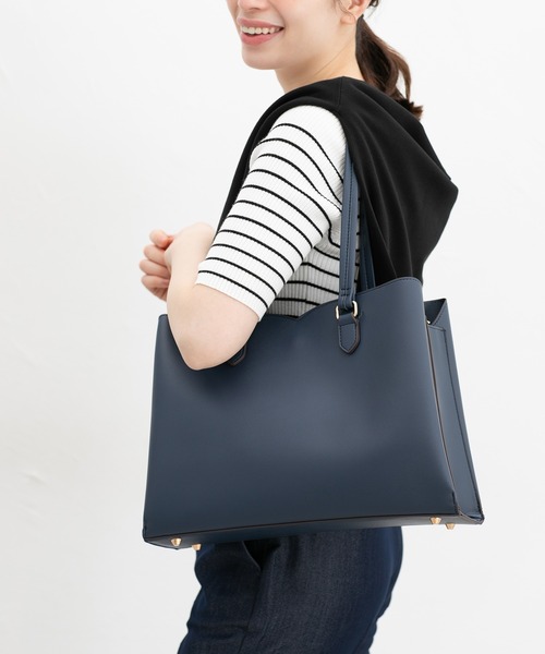 MARONENONTEE ネイビースカラップトートバッグ Honeys（ハニーズ） トートバッグ スカラップA4トート レディース