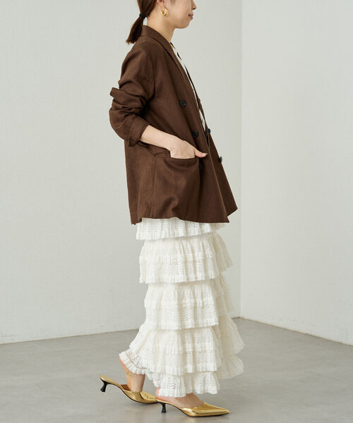 Loungedress スカート レースフリルティアードスカート