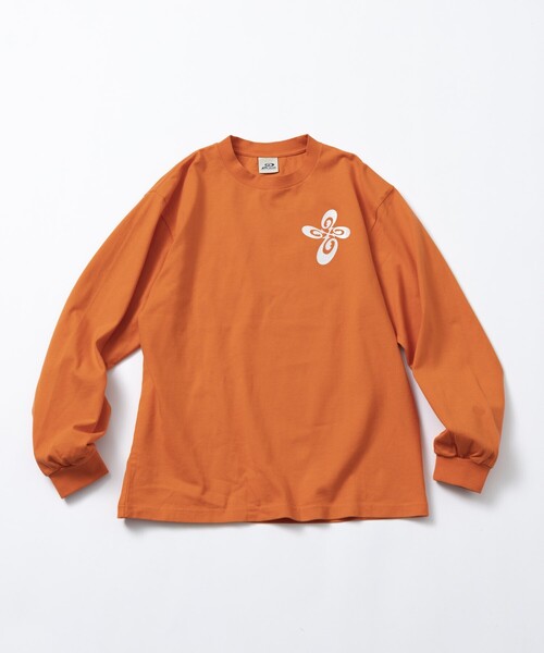 PIKO ピコ プリント ロングスリーブTシャツ フレイム ファイヤーパターン FLAME フレイム ロンT 1.6インチリブ 袖プリント ファイヤー