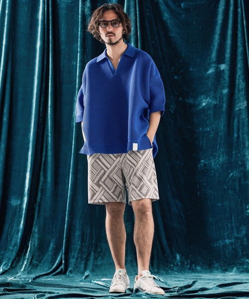 ポロシャツ mhs2321-Skipper design airy yarn ＆ mesh knitted polo shirt ニットポロシャツ_7