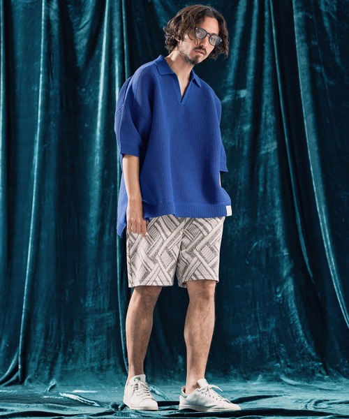 ポロシャツ mhs2321-Skipper design airy yarn ＆ mesh knitted polo shirt ニットポロシャツ_8