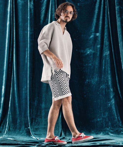 ポロシャツ mhs2321-Skipper design airy yarn ＆ mesh knitted polo shirt ニットポロシャツ_12