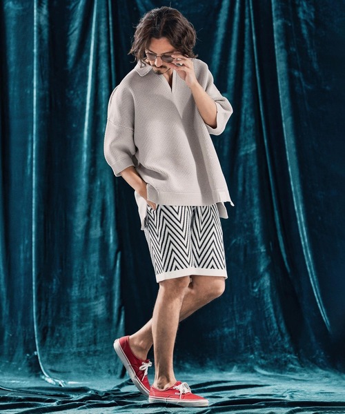 ポロシャツ mhs2321-Skipper design airy yarn ＆ mesh knitted polo shirt ニットポロシャツ_13