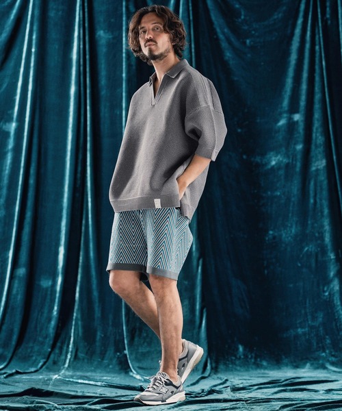 ポロシャツ mhs2321-Skipper design airy yarn ＆ mesh knitted polo shirt ニットポロシャツ_17