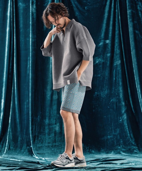 ポロシャツ mhs2321-Skipper design airy yarn ＆ mesh knitted polo shirt ニットポロシャツ_18