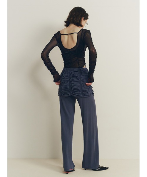 SORIN tシャツ Stretchy Tulle Gathered Bodysuit レディース