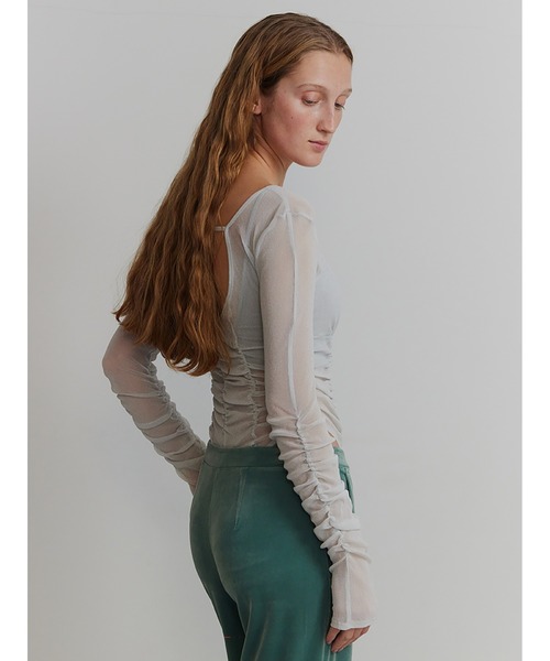 SORIN tシャツ Stretchy Tulle Gathered Bodysuit レディース