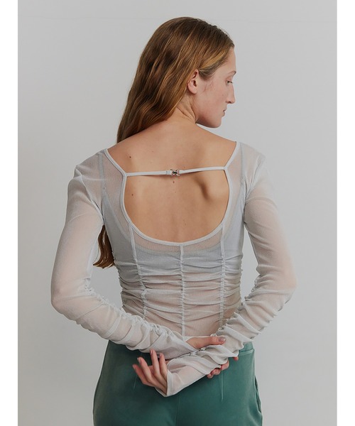 全国総量無料で SORIN tシャツ Stretchy Tulle Gathered Bodysuit レディース トップス