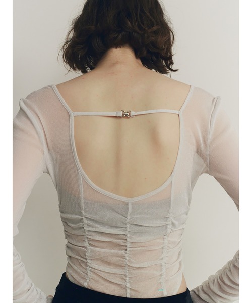 SORIN tシャツ Stretchy Tulle Gathered Bodysuit レディース