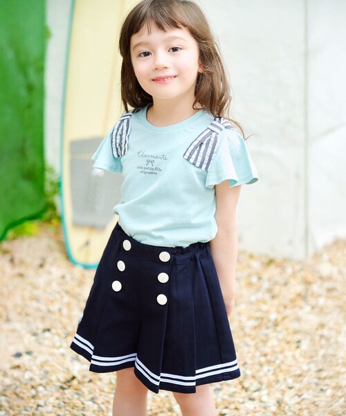 エニィファム140サイズ　セーラーカラーTシャツ＆マリンショートパンツ any FAM パンツ マリン ショートパンツ キッズ 子供服 女の子