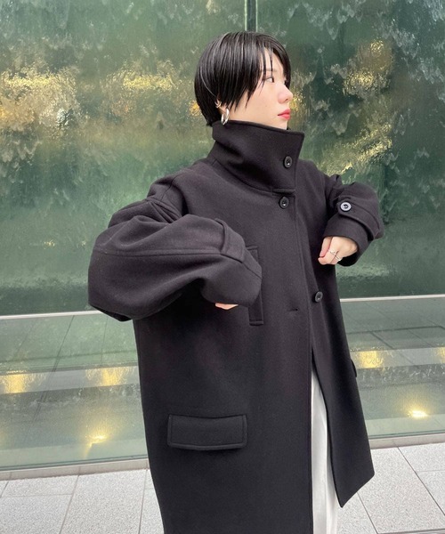 KBF ケービーエフ スタンドネック ショートコート　ピーコート 2WAY ANGIE ピーコート pコート 2WAY スタンドカラーハーフコート