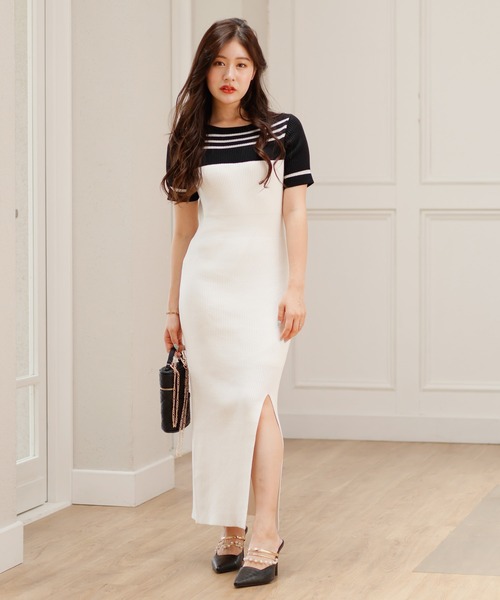 「LIPSERVICE」 ニットワンピース M ブルー レディース_画像6