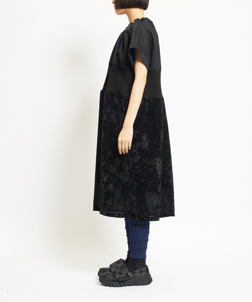 gomme（ゴム） ワンピース クラッシュベルベット ビジューワンピース