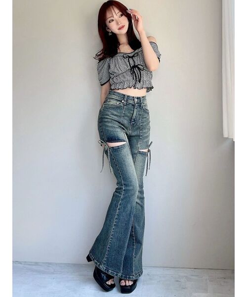 RESEXXY カットアウトリボンデニムパンツ xs カットアウトリボンデニムパンツ（デニムパンツ）｜RESEXXY