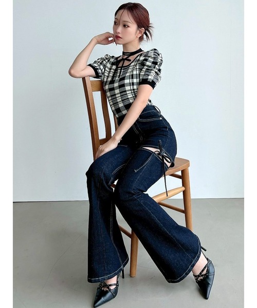 ジーンズ デニム デニムパンツ 「追加生産分」カットアウトリボンデニムパンツ レディース | RESEXXY | 07