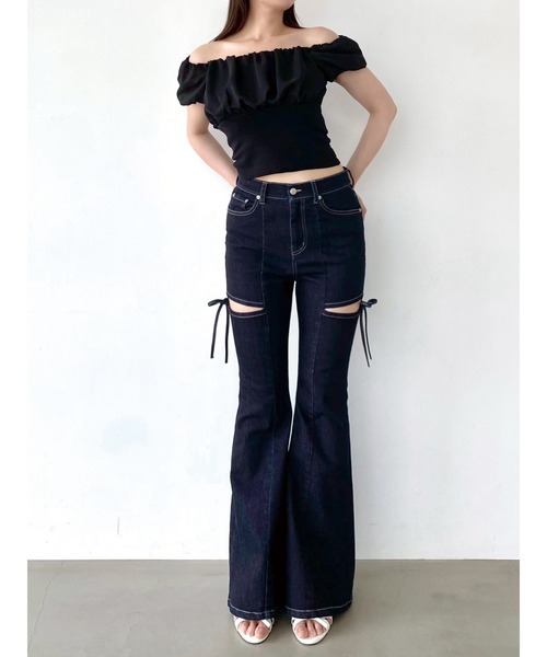 ジーンズ デニム デニムパンツ 「追加生産分」カットアウトリボンデニムパンツ レディース | RESEXXY | 15