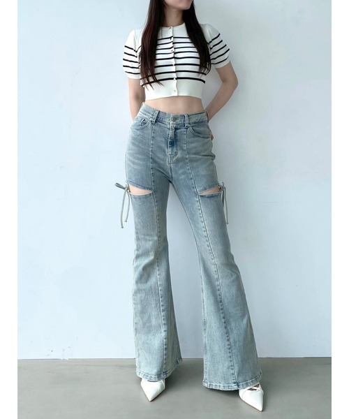 ジーンズ デニム デニムパンツ 「追加生産分」カットアウトリボンデニムパンツ レディース | RESEXXY | 16
