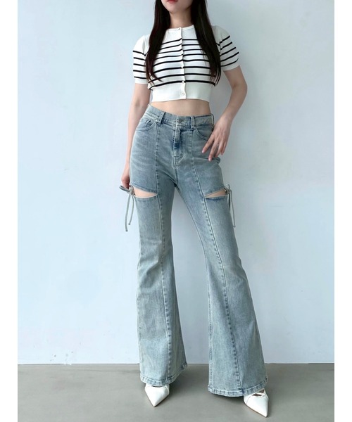 ジーンズ デニム デニムパンツ 「追加生産分」カットアウトリボンデニムパンツ レディース | RESEXXY | 17