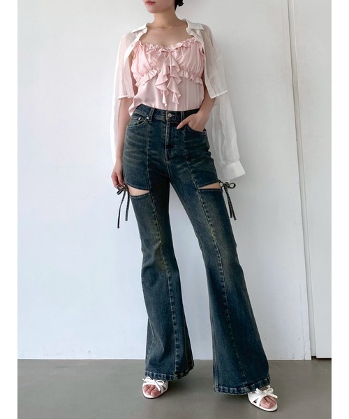 ジーンズ デニム デニムパンツ 「追加生産分」カットアウトリボンデニムパンツ レディース | RESEXXY | 21