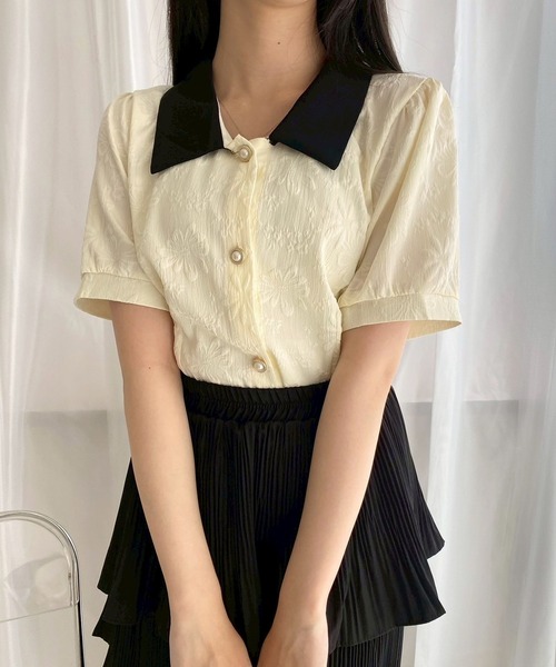 ブラウス シャツ ガーリーパフスリーブトップス レディース