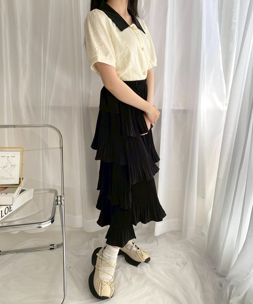 ホワイトパフスリーブトップス ブラウス シャツ ガーリーパフスリーブトップス レディース : ZOZOTOWN