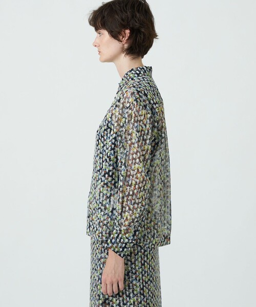 SOULEIADO◆長袖ブラウス/36/コットン/NVY/総柄/75-01-24-01301 SOULEIADO 「SOULEIADO」 長袖シャツ 36 ブラック系その他