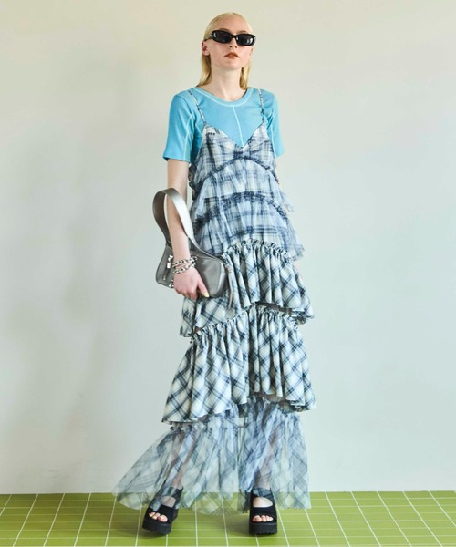 【ほぼ未使用品極美品】メゾンスペシャル チェックワンピース 36 MAISON SPECIAL ワンピース Checked Maxidresses/チェックマキシ