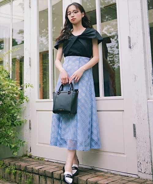 Swingle スカート 「日本製」シアーチェック美シルエット接ぎ