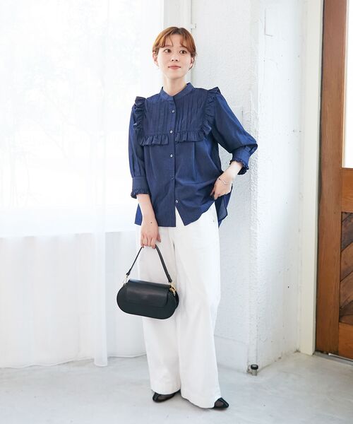 le.coeur blanc（ルクールブラン） ブラウス シャツ デニムフリル