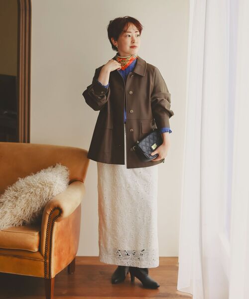 le.coeur blanc ブラウス シャツ デニムフリルブラウス レディース