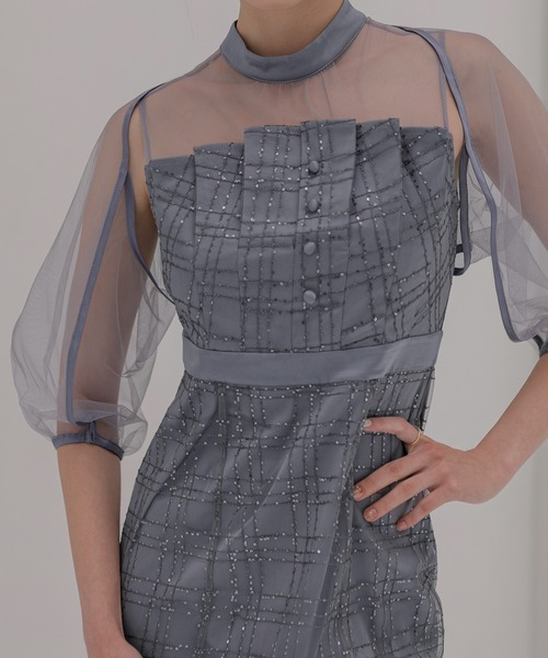 Leja（レジャ） ドレス 「LEJA」ラメチェックチュールボレロIライン