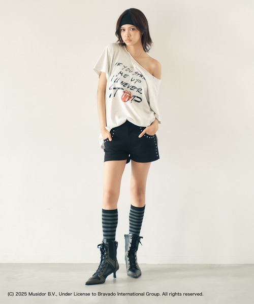tシャツ 「The Rolling Stones」カットオフオーバーサイズTシャツ レディース ACLENT tシャツ 「The Rolling Stones」カットオフオーバー