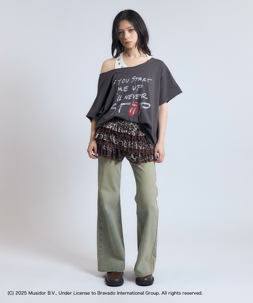 tシャツ 「The Rolling Stones」カットオフオーバーサイズTシャツ レディース ACLENT tシャツ 「The Rolling Stones」カットオフオーバー