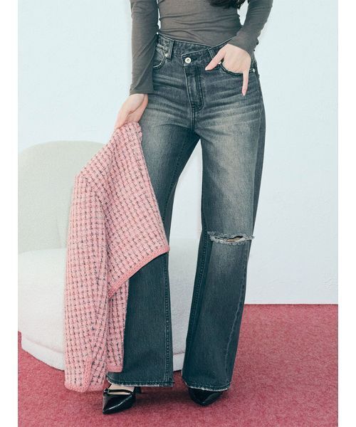 LILY BROWN ジーンズ デニム デニムパンツ ステップウエスト