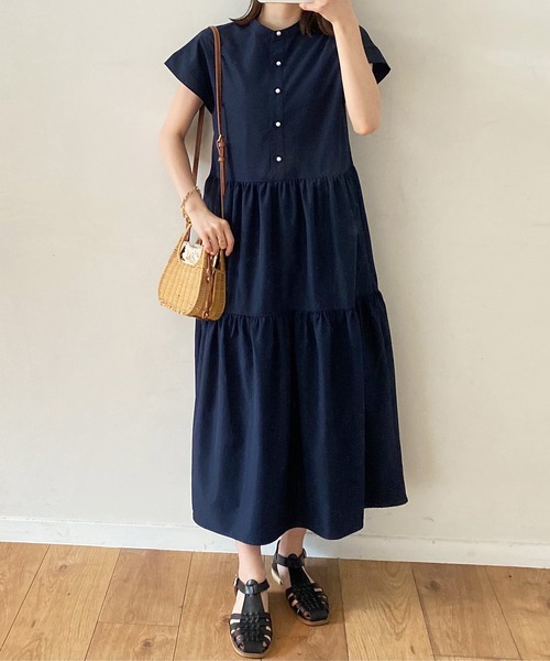 「Emma Taylor」 半袖ワンピース FREE ネイビー レディース_画像4