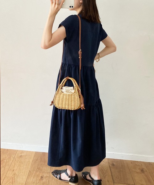 「Emma Taylor」 半袖ワンピース FREE ネイビー レディース_画像5