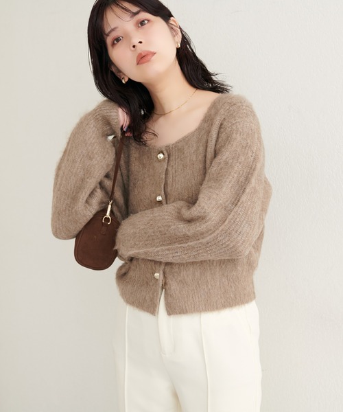 natural couture カーディガン 「ZOZO限定」ころりん釦スクエアネック
