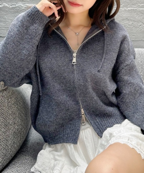 Ada. パーカー ジップアップ ニット パーカー レディース : ZOZOTOWN