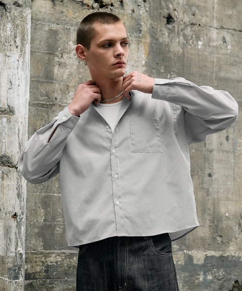 Regen Glanz シャツ basic cropped stripe shirt/ベーシッククロップド