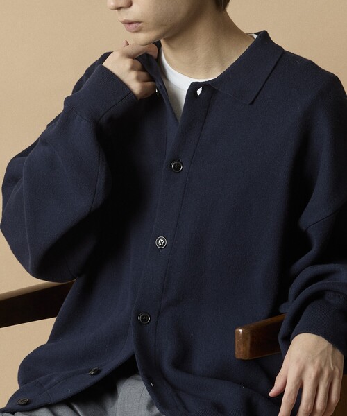 COS リラックスフィット ポロカーディガン ブルー FREAK'S STORE カーディガン 限定展開 Relax Fit スウェット