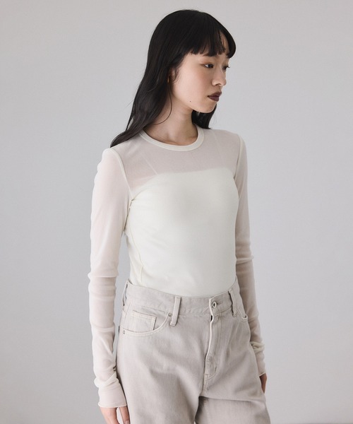 ADAM ET ROPE' tシャツ フロッキーチュールクルーネックプル