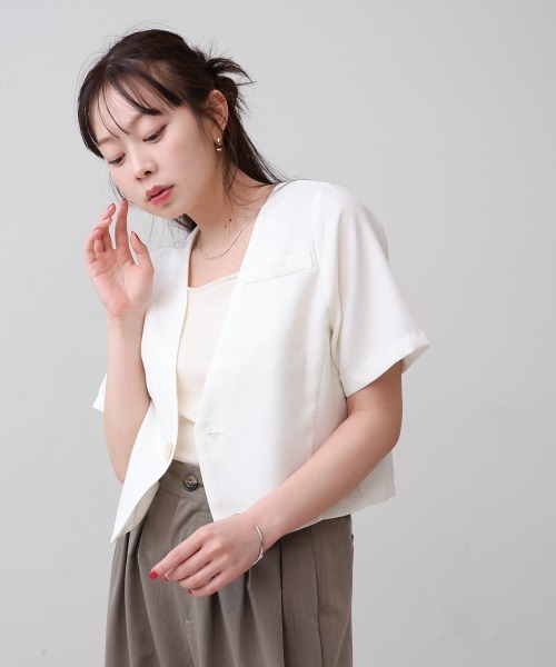 「Bab」 ノーカラージャケット M ピンク レディース_画像4