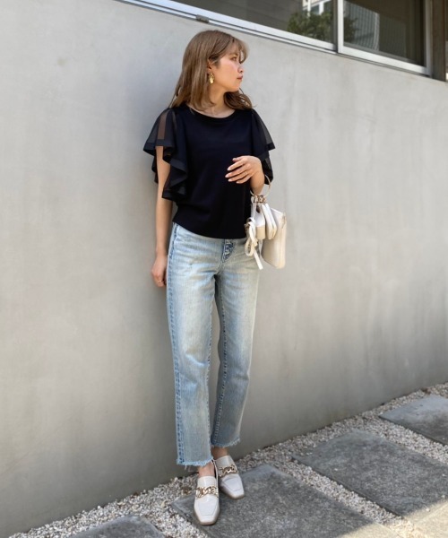 「rienda」 半袖カットソー FREE ブラウン レディース_画像2