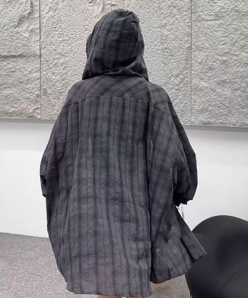 ブラウス シャツ ルーズチェックフードシャツ レディース : ZOZOTOWN